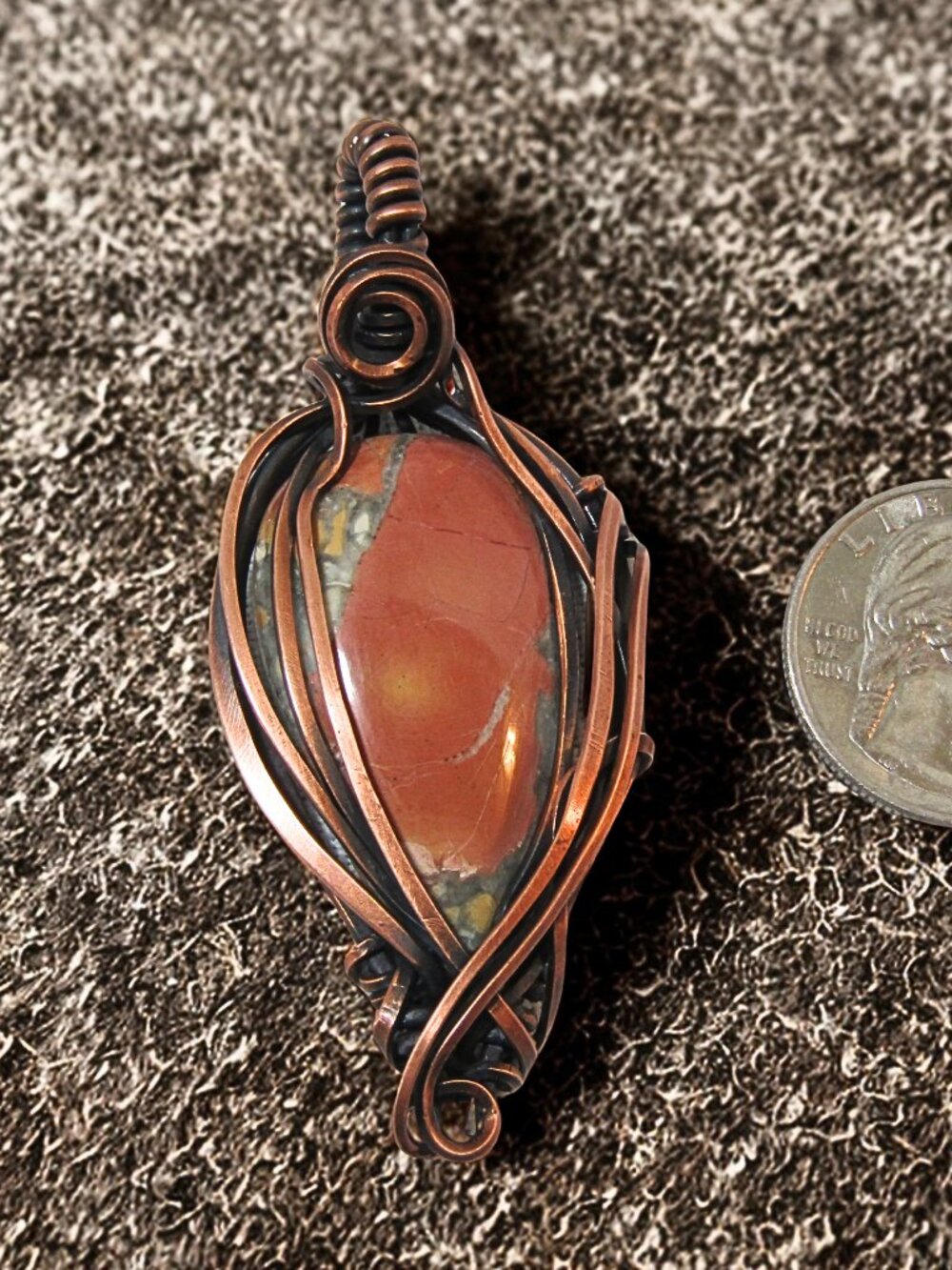Handcrafted Maligano Jasper Gemstone Pendant Copper Wire Wrap